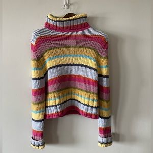 Multi-colored knit turtleneck sweater